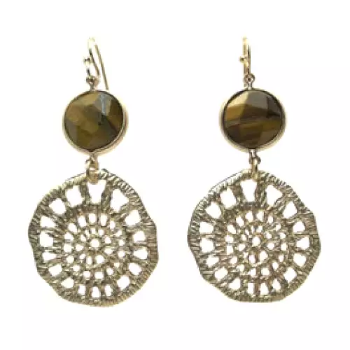 Round Filigree Stone Drop Earrings