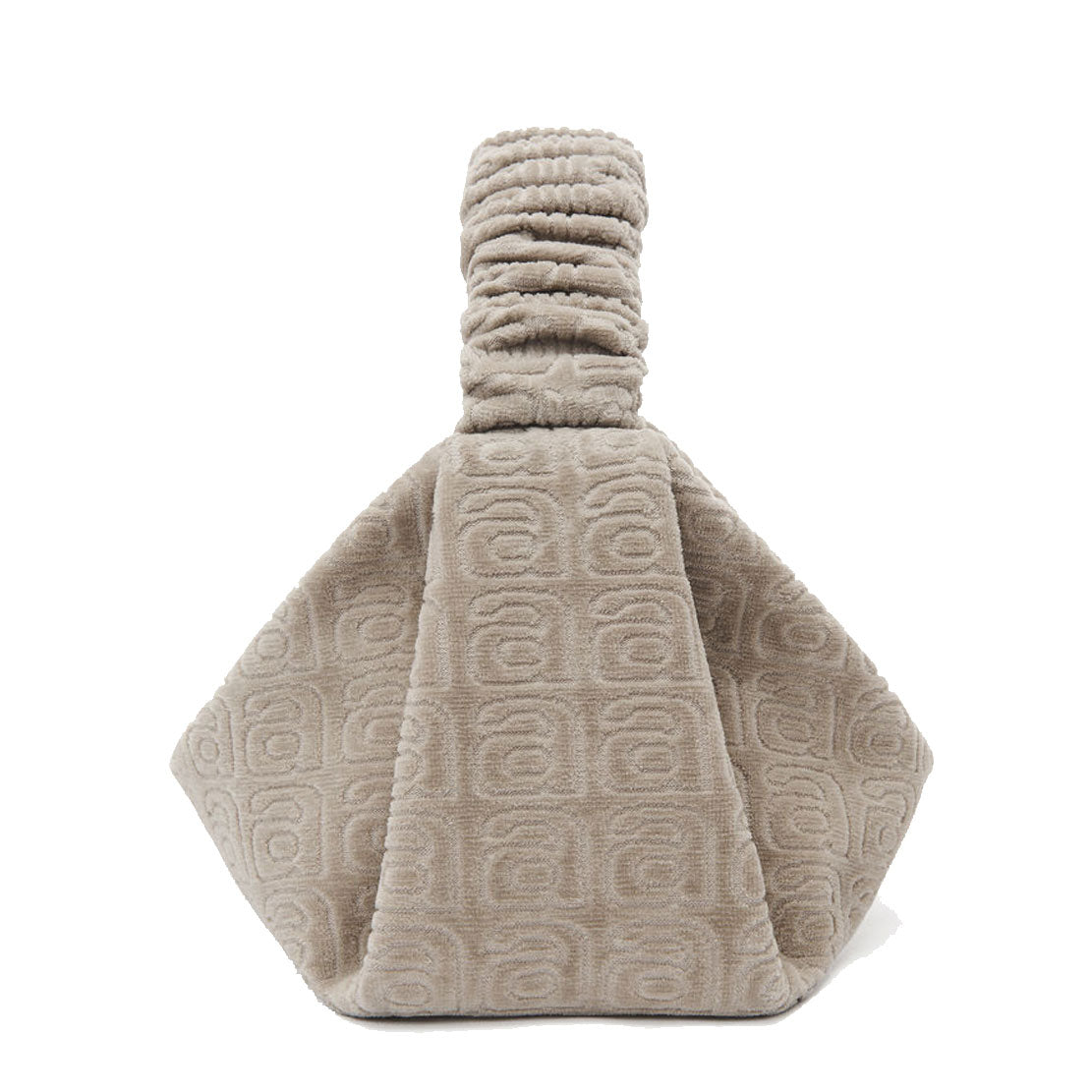 Scrunchie Monogram Terry Bag, Taupe