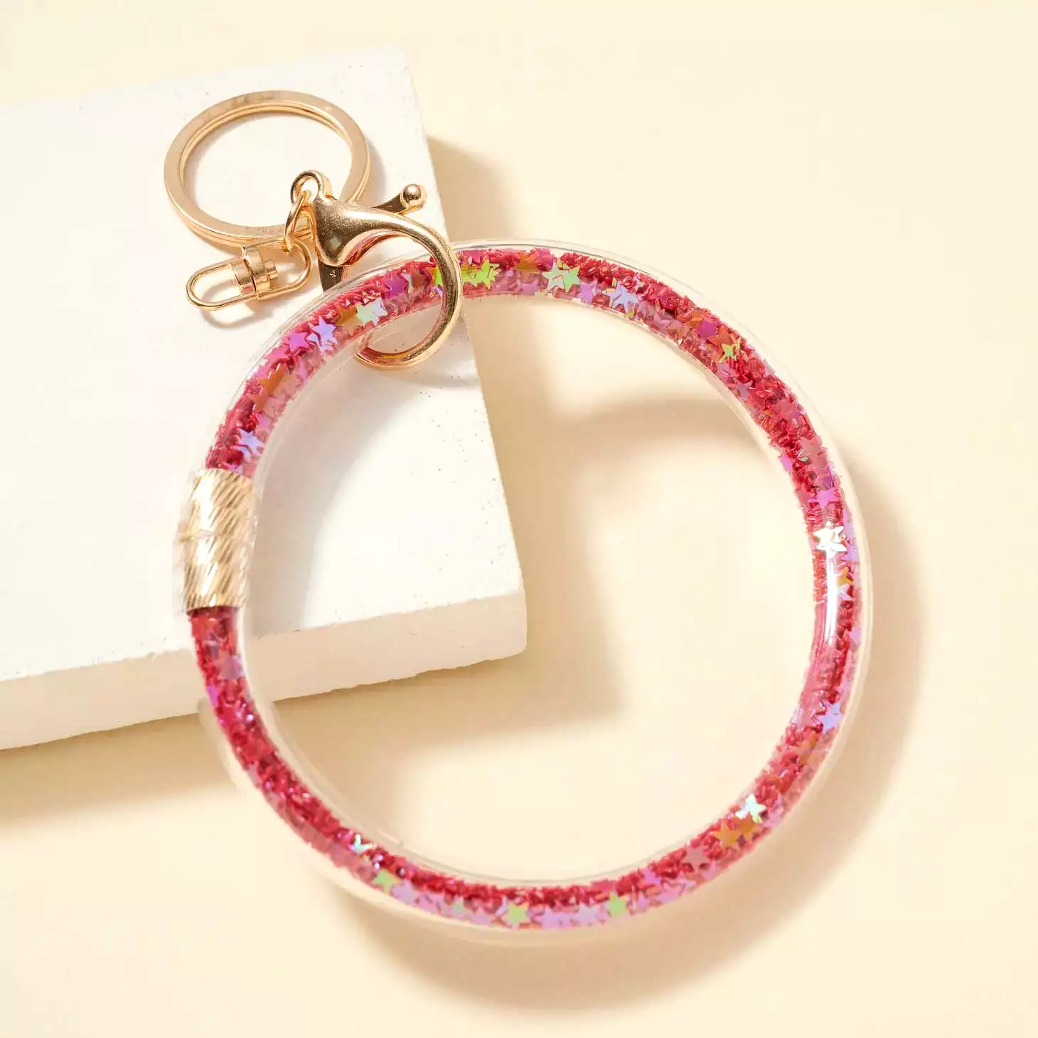 Stars Glitters Filled Tube Key Ring