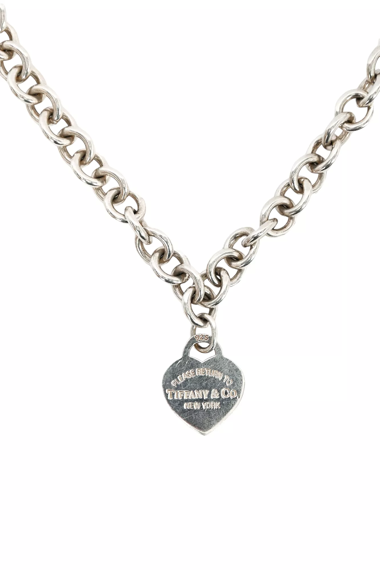 Tiffany & Co. Sterling Silver Heart Tag Chain Necklace