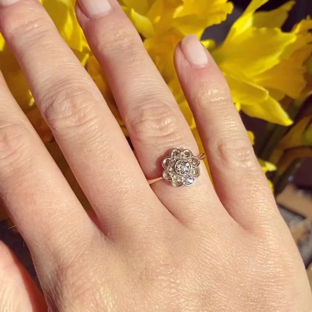 Victorian Old and Rose Cut Diamond Cluster