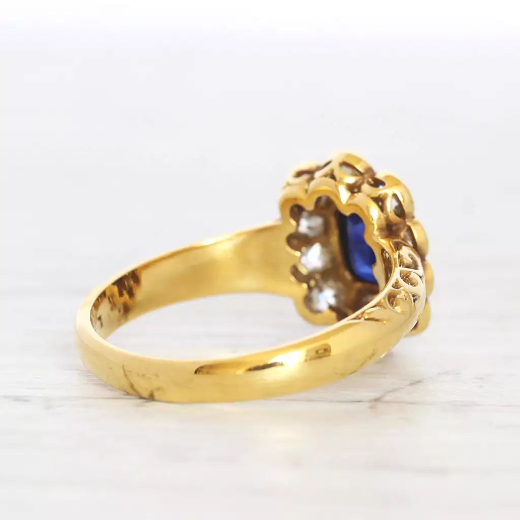 Victorian Style 0.85 Carat Sapphire and Old Cut Diamond Cluster