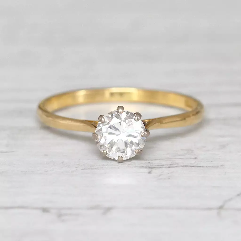 Vintage 0.90 Carat Brilliant Cut Diamond Solitaire