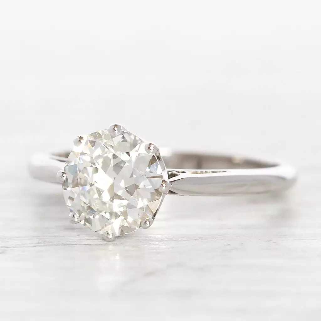 Vintage 1.52 Carat Transitional Cut Diamond Solitaire