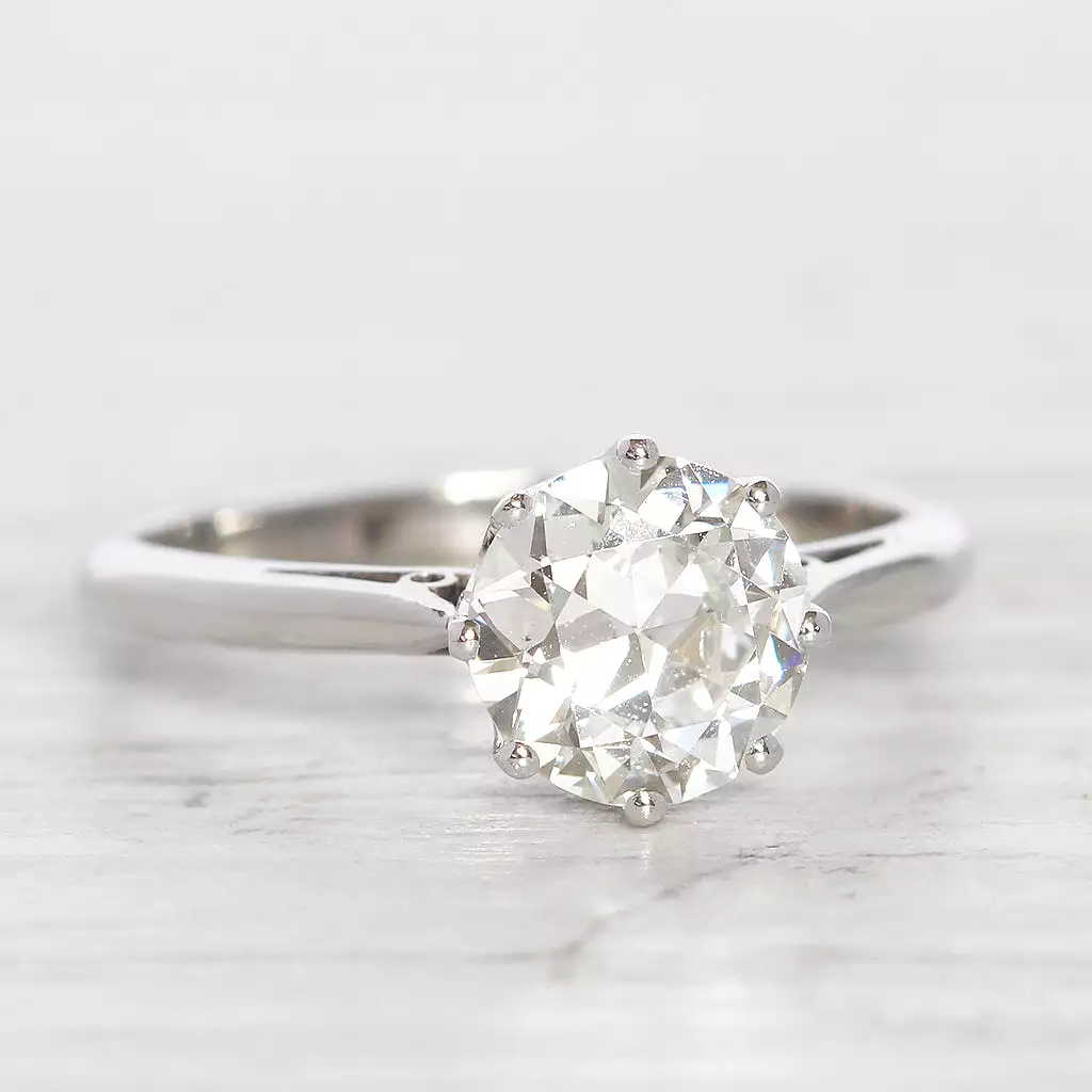 Vintage 1.52 Carat Transitional Cut Diamond Solitaire