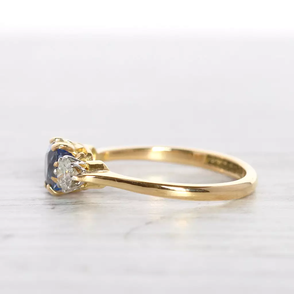 Vintage Sapphire and Diamond Three Stone