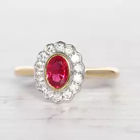 Vintage Style 0.50 Carat Ruby and Diamond Cluster