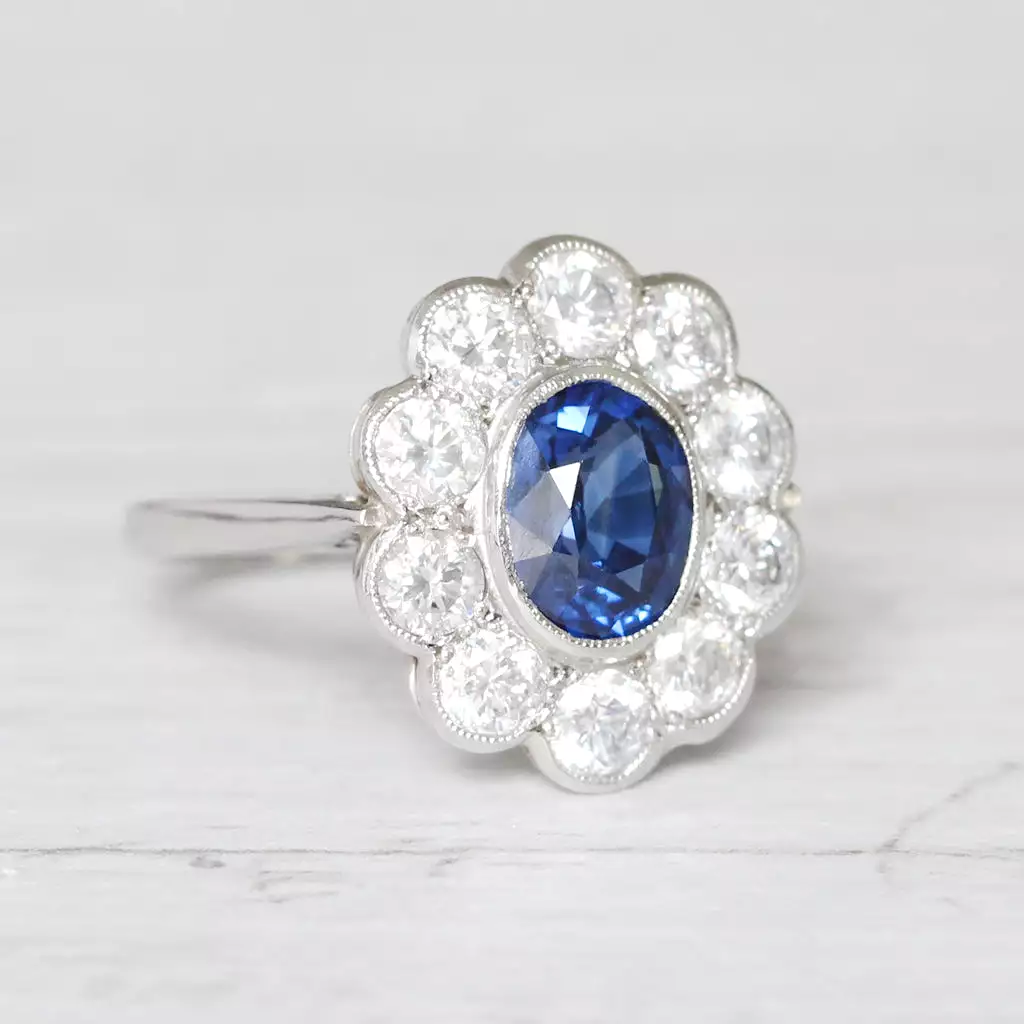 Vintage Style 1.70 Carat Sapphire and Diamond Cluster