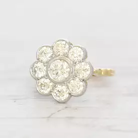 Vintage Style 2.10 Carat Brilliant Cut Diamond Daisy Cluster