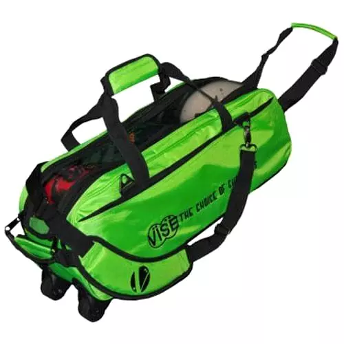 Vise 3 Ball Clear Top Tote Roller Green Bowling Bag