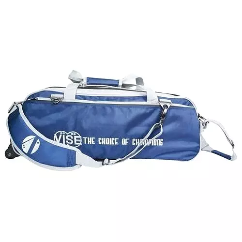 Vise 3 Ball Clear Top Tote Roller Navy Silver Bowling Bag