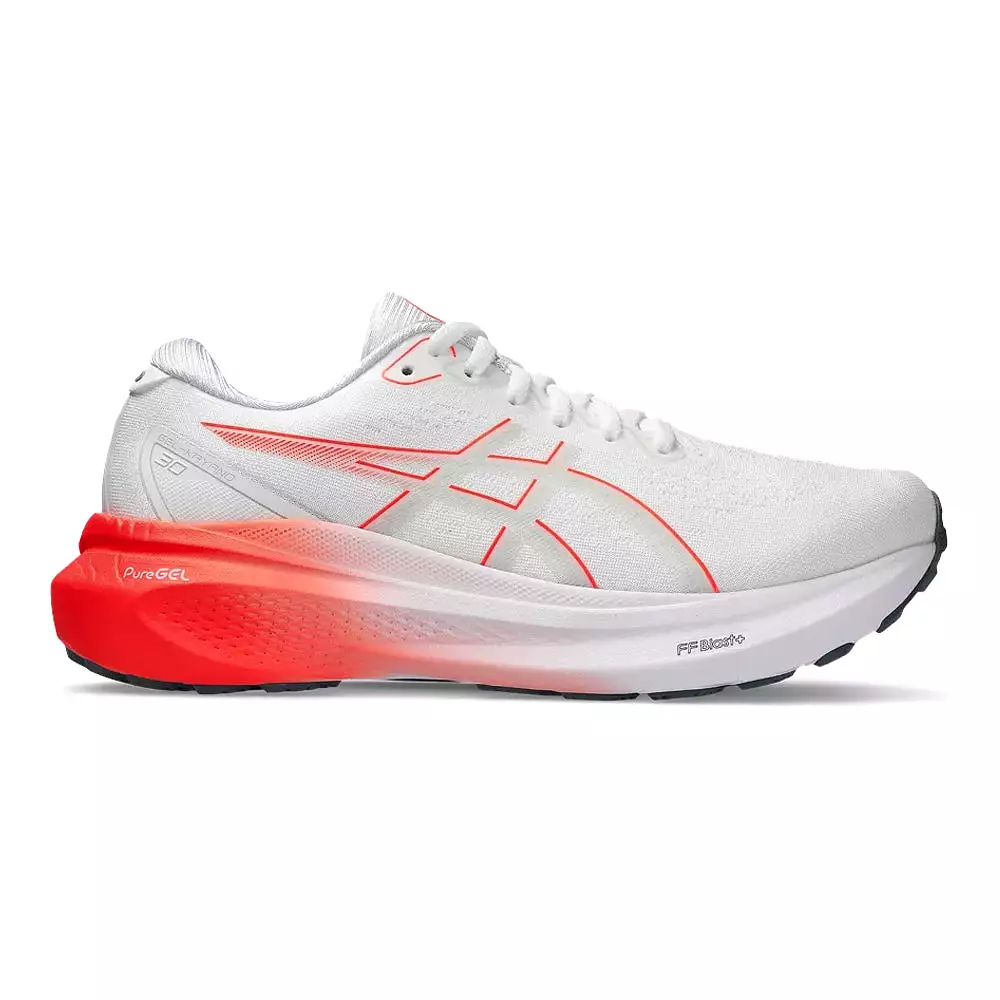 Women's Asics GEL-Kayano 30, White/Sunrise Red, 9.5 B Medium