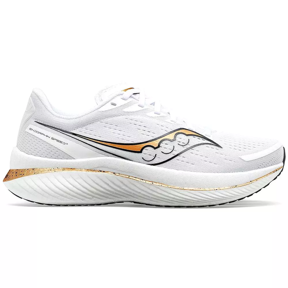 Women's Saucony Endorphin Speed 3, White/Gold, 9.5 B Medium