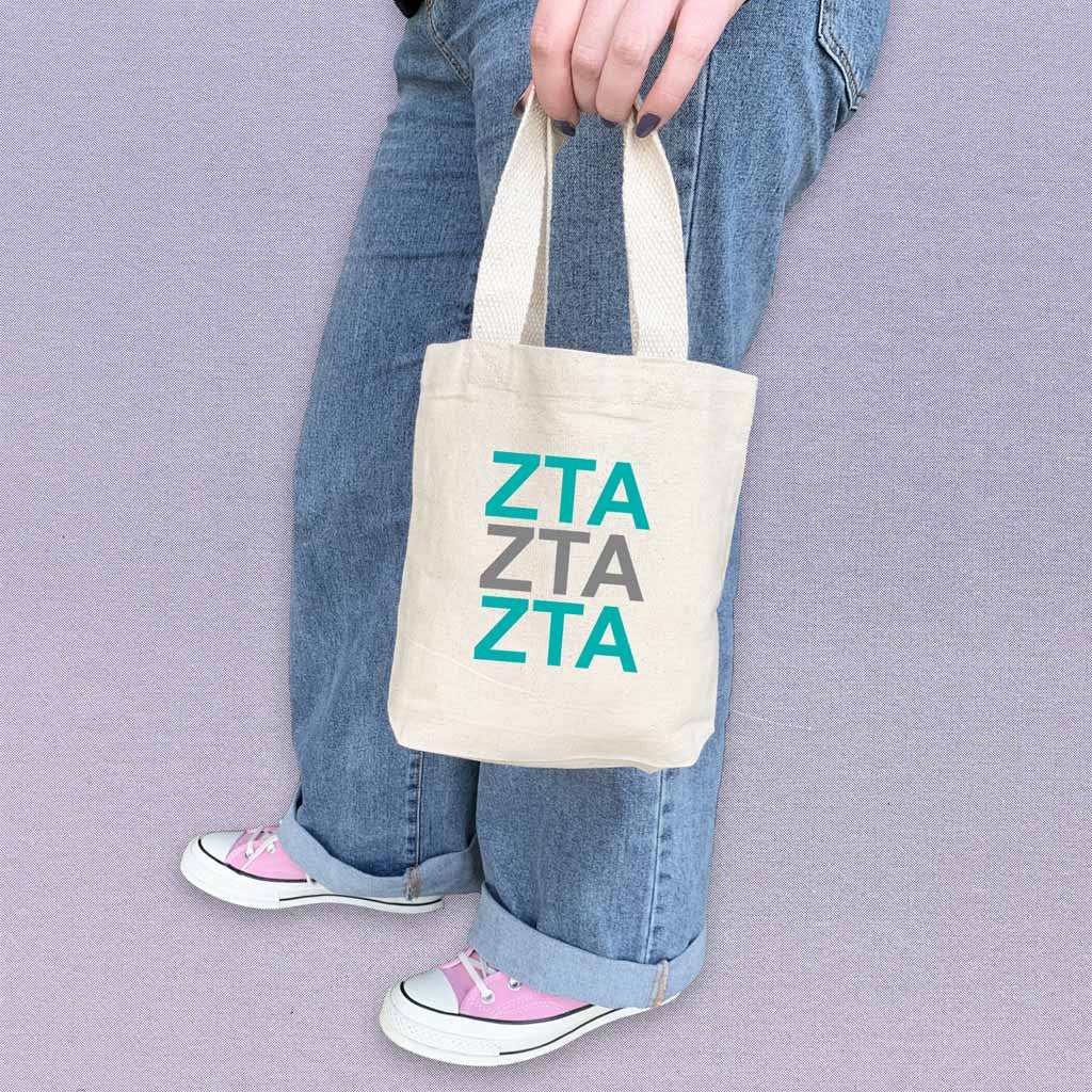 Zeta Tau Alpha Sorority Greek Letters Mini Tote Gift Bag