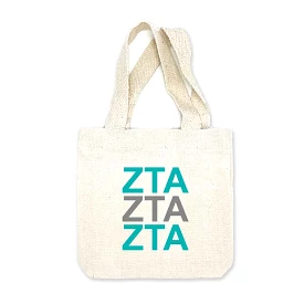 Zeta Tau Alpha Sorority Greek Letters Mini Tote Gift Bag