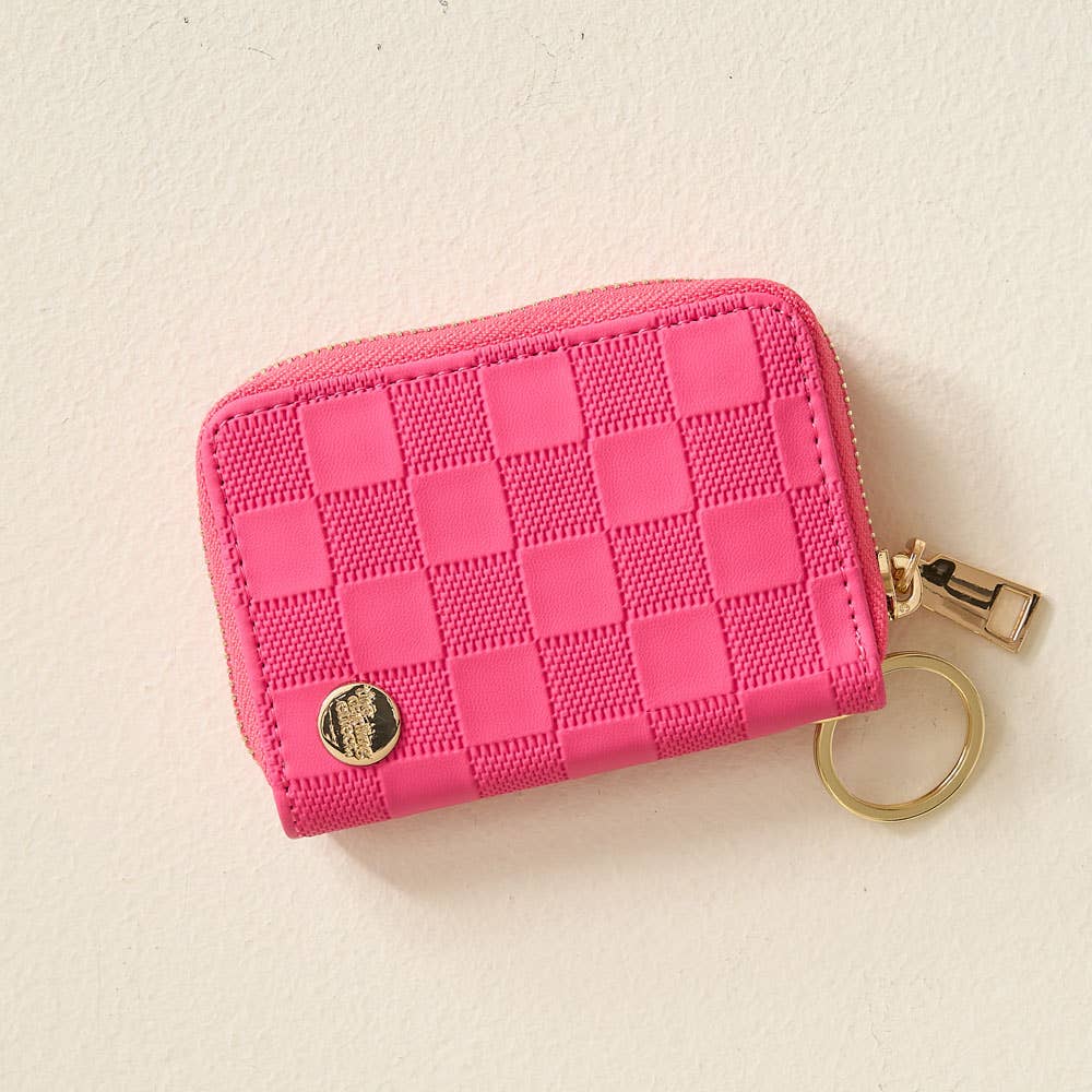 Zip Around Wallet- Hot Pink Check