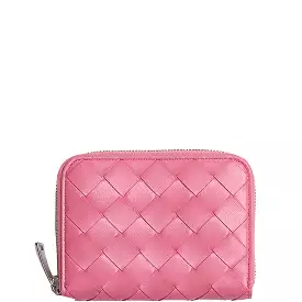 Zip Compact Wallet Intrecciato, Pink