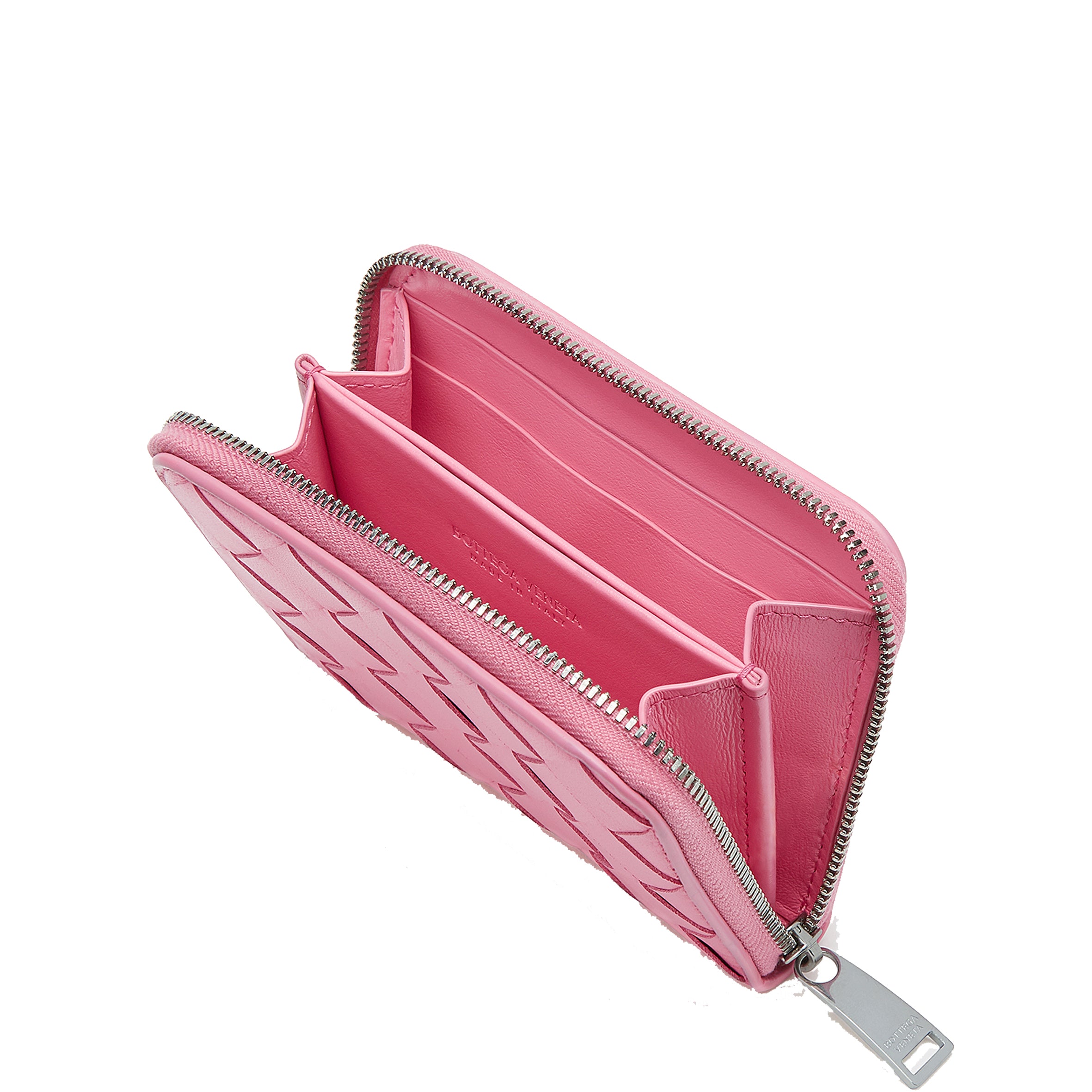 Zip Compact Wallet Intrecciato, Pink