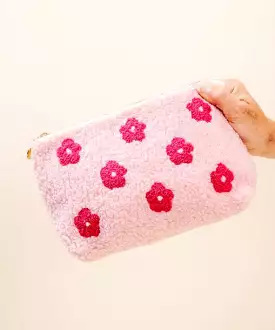 Zippered Teddy Pouch - Pink Floral